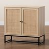 Baxton Studio Caterina MidCentury Transitional Natural Brown Finished Wood and Natural Rattan Storage Cabinet 220-12859-ZORO